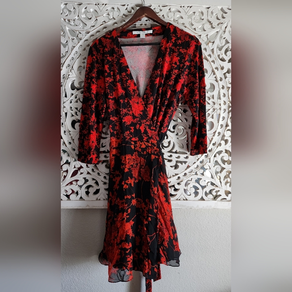 DVF DIANE VON FURSTENBERG IRINA FLORAL FIT & FLARE DRESS SIZE 14 - Picture 5 of 13